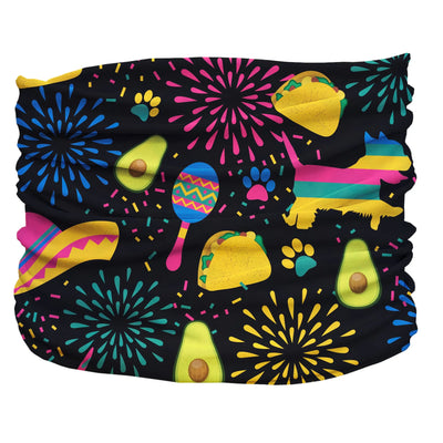 Taco Pawty Pup Scruff - Fiesta Dog Bandana Dog Collar, Black,pink,yellow/TEENY