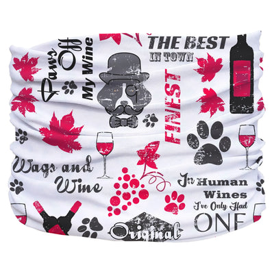 Wags and Wine Pup Scruff - Slip-On Dog Neck Scarf, White,red,grey/TEENY