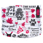 Wags and Wine Pup Scruff featuring wine glasses, grapes, paw prints, and playful pet and wine-themed text design