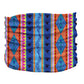 Bedouin Paws Pup Scruff with vibrant blue, red, and orange geometric tribal pattern design for dogs and pets.