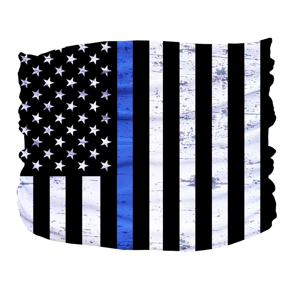 Thin Blue Line Pup Scruff - Slip-On Dog Neck Scarf, Blue,black,white/MEDIUM, view 5