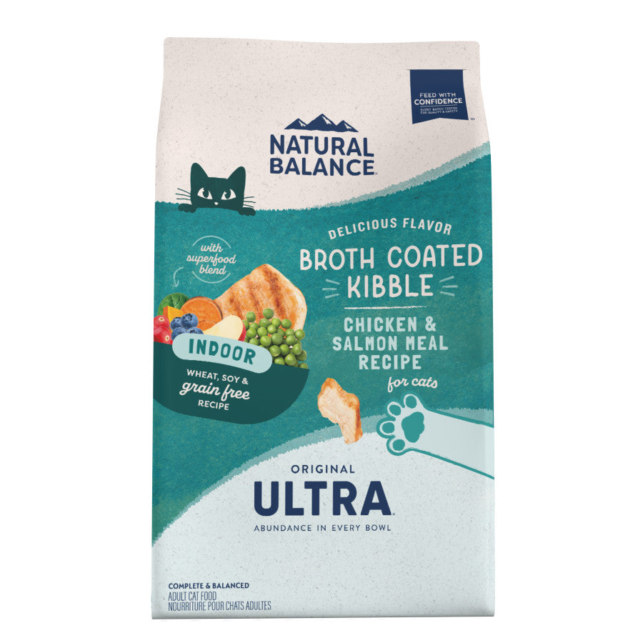 Natural Balance Pet Foods Original Ultra Broth Coated Indoor Grain-Free Dry Cat Food Chicken & Salmon 6 lb