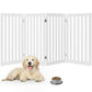 FastFurnishings Folding 4-Panel Dog Gate - White Wood Finish Pet Barrier for Indoor Use