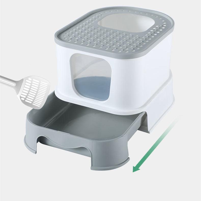 Splashguard Cat Litter Basin - Stylish And Practical Closed Design - Pets Perfect