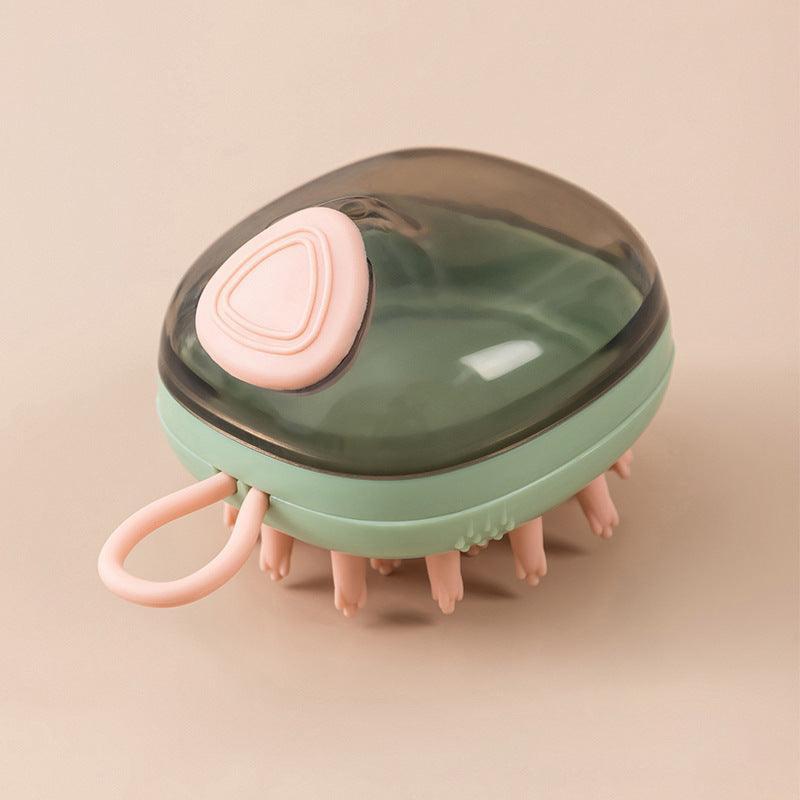 Dog Hugs Cat 2 - in - 1 Dog Bath Brush - Silicone Massage Brush with Shampoo Dispenser - Pets Perfect
