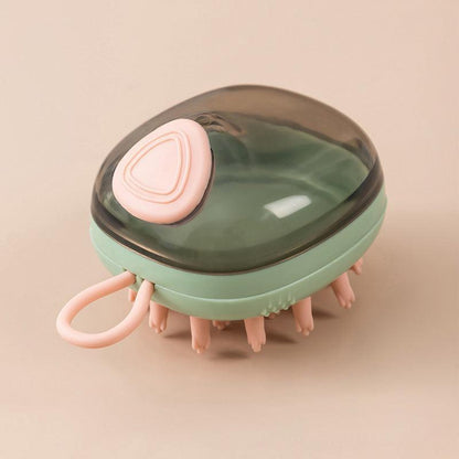 Dog Hugs Cat 2 - in - 1 Dog Bath Brush - Silicone Massage Brush with Shampoo Dispenser - Pets Perfect
