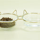 Sparkling Glass Cat Bowl With Elevated Metal Rack - Stylish And Functional Pet Feeder - Pets Perfect