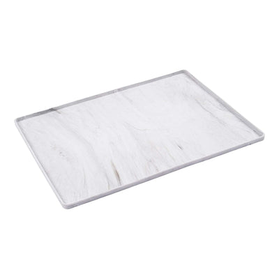 Messy Mutts Dog & Cat Silicone Raised Edge Non-slip Mat Folded PKG 16 in x 12 in Marble Small