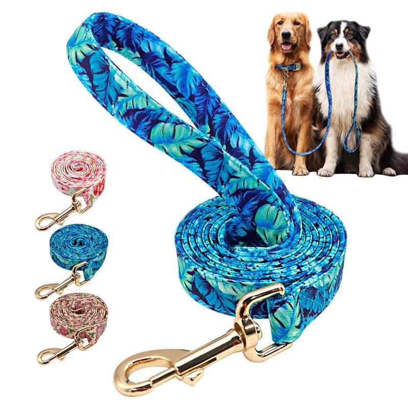 Nylon Floral Dog Walking Rope - Stylish And Sturdy Leash For Your Pup - Pets Perfect