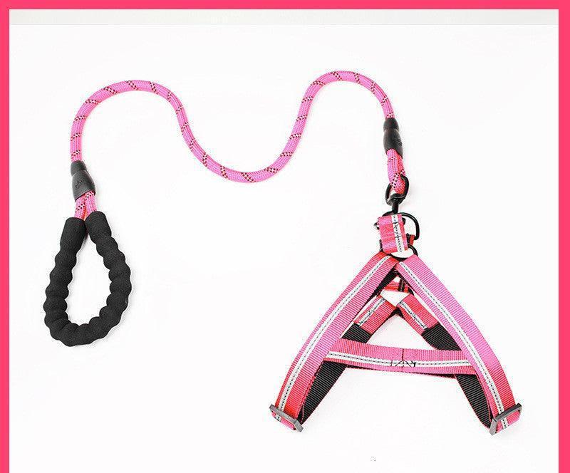 Adjustable Pet Leash And Chest Strap Set With Reflective And Strengthened Design - Pets Perfect