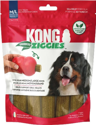 KONG Ziggies Enhanced Plant-Based Dog Treats Medium/Large, 8 oz