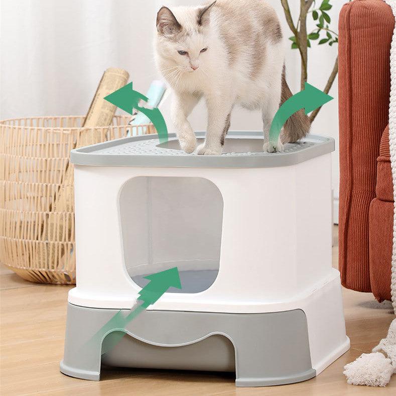 Splashguard Cat Litter Basin - Stylish And Practical Closed Design - Pets Perfect