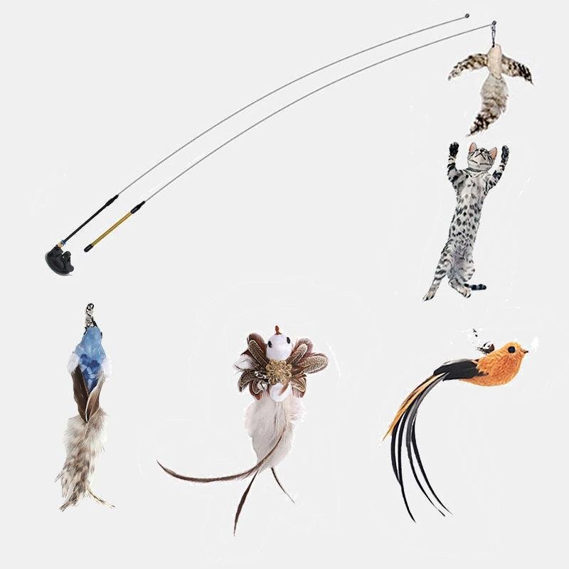 Interactive Feather Cat Teaser Stick - Endless Fun For Your Feline Friend - Pets Perfect