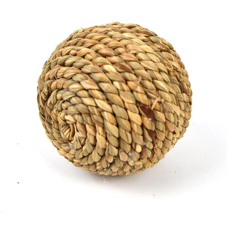 Natural Straw Rope Ball for Hamsters Rabbits & Parrots - Pets Perfect