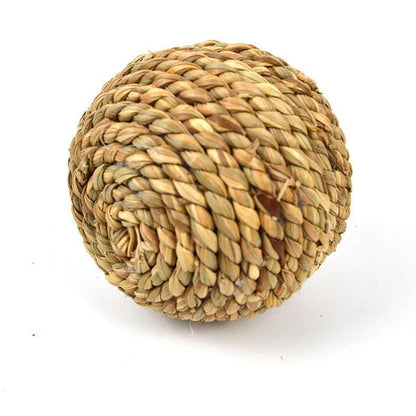 Natural Straw Rope Ball for Hamsters Rabbits & Parrots - Pets Perfect
