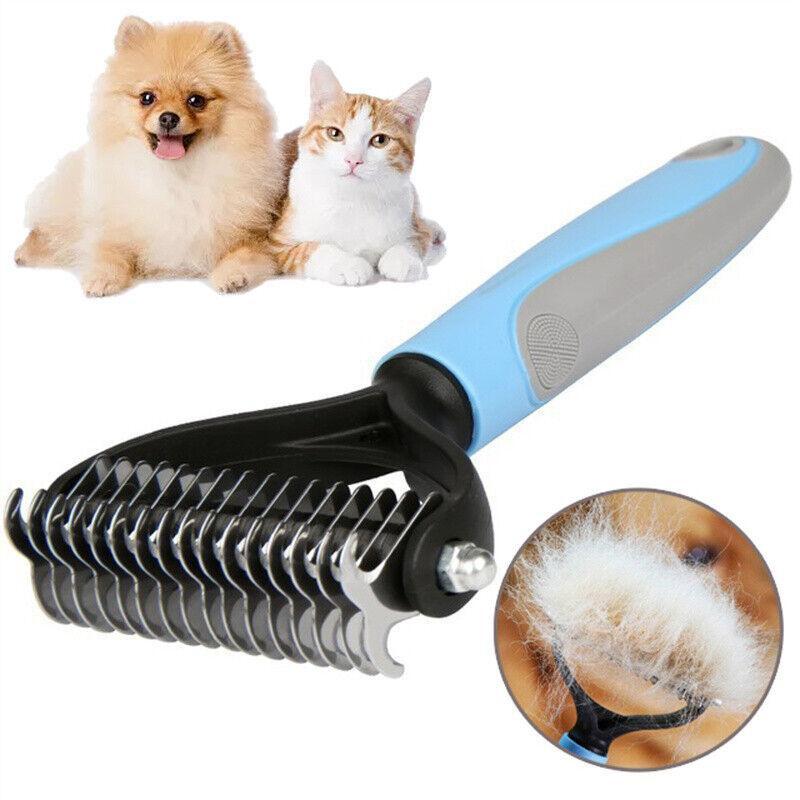 Double - Sided Deshedding Brush - 2 - in - 1 Dematting & Deshedding Rake for Dogs - Pets Perfect