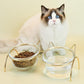 Sparkling Glass Cat Bowl With Elevated Metal Rack - Stylish And Functional Pet Feeder - Pets Perfect