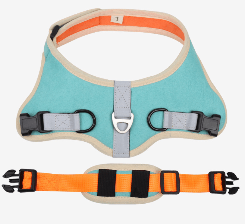 Luxury Suede Dog Harness Set: Stylish Leash And Adjustable Chest Strap For Pet Comfort - Pets Perfect