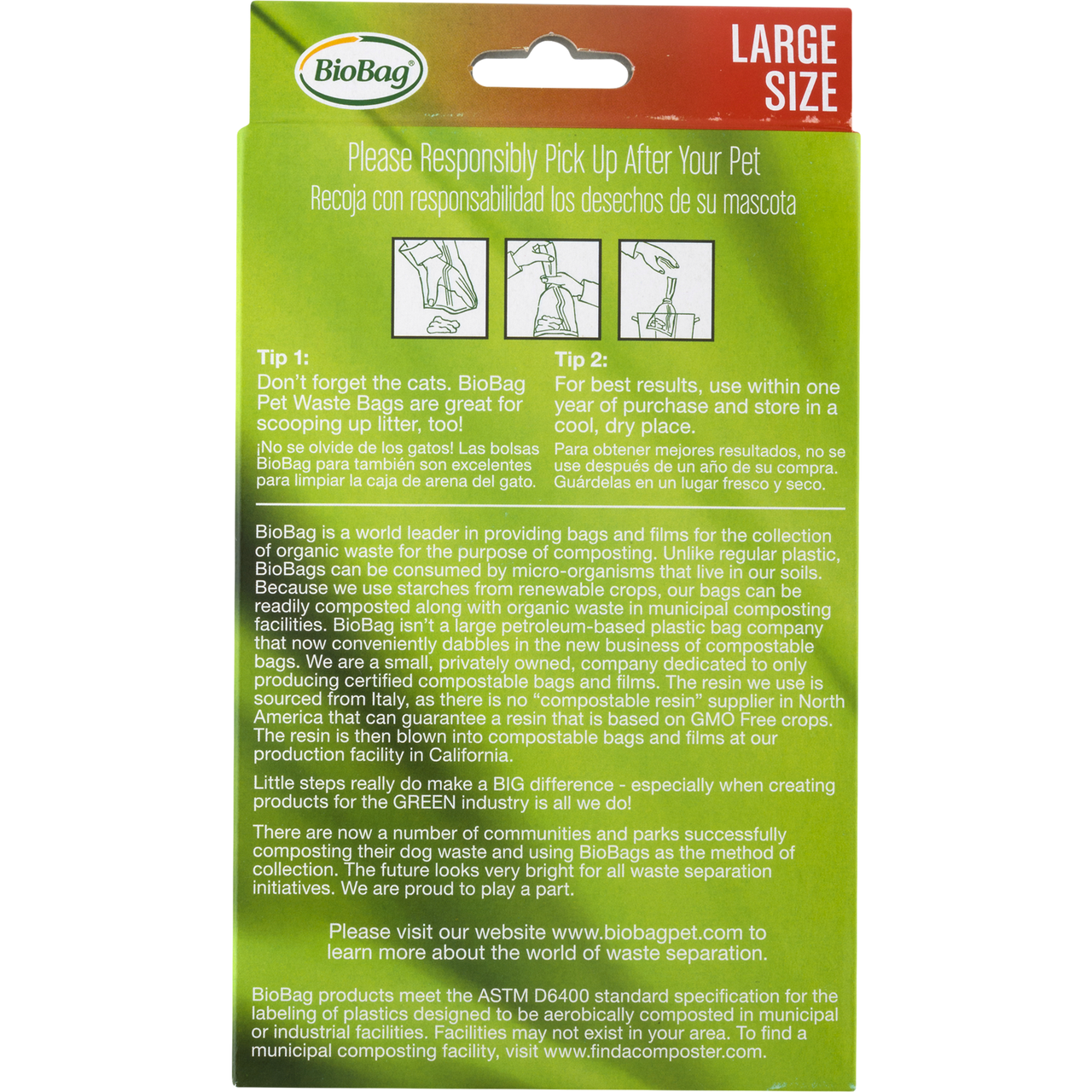 BioBag Large Dog Waste Bags with Handles - Eco-Friendly & Biodegradable (12 Boxes, 35 Bags Each)