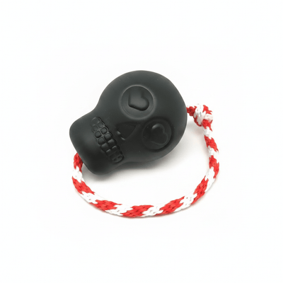 USA-K9 Skull Durable Rubber Chew Dog Toy, Treat Dispenser, Reward Toy, Black/LARGE