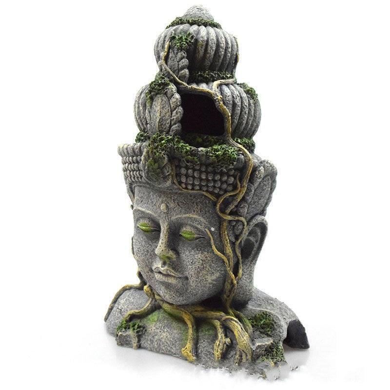 Bodhisattva Head Resin Aquarium Decoration - Stunning Reptile Tank Ornament - Pets Perfect