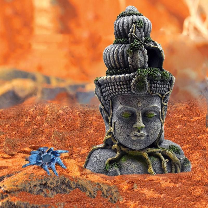 Bodhisattva Head Resin Aquarium Decoration - Stunning Reptile Tank Ornament - Pets Perfect