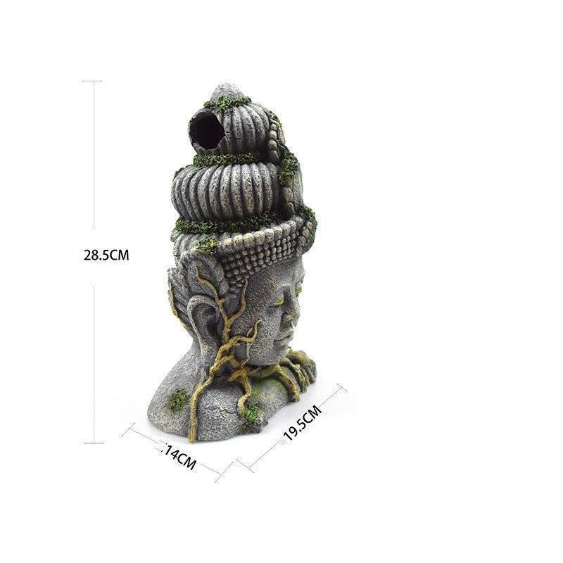 Bodhisattva Head Resin Aquarium Decoration - Stunning Reptile Tank Ornament - Pets Perfect