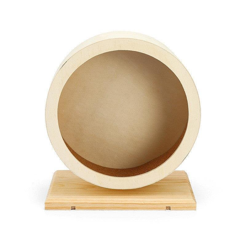 Wooden Hamster Exercise Wheel with Cork Mat - Silent Running Surface - Pets Perfect