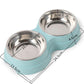 Stylish Stainless Steel Double Pet Feeder - Premium Food And Water Bowls For Cats, Dogs, And Puppies - Pets Perfect