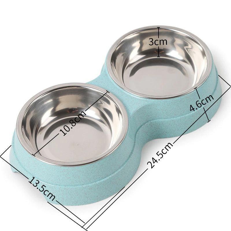 Stylish Stainless Steel Double Pet Feeder - Premium Food And Water Bowls For Cats, Dogs, And Puppies - Pets Perfect
