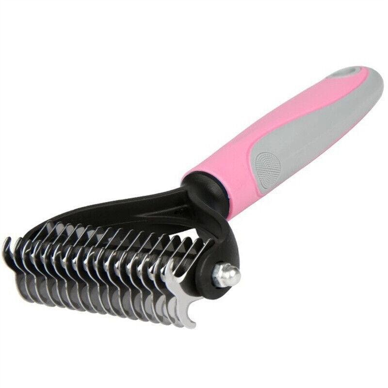 Double - Sided Deshedding Brush - 2 - in - 1 Dematting & Deshedding Rake for Dogs - Pets Perfect