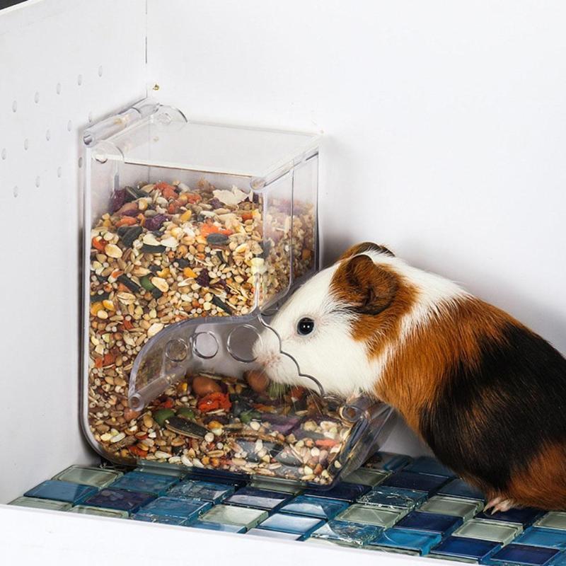 Transparent Plastic Hamster Feeder Food Box - Innovative Fixable Design.