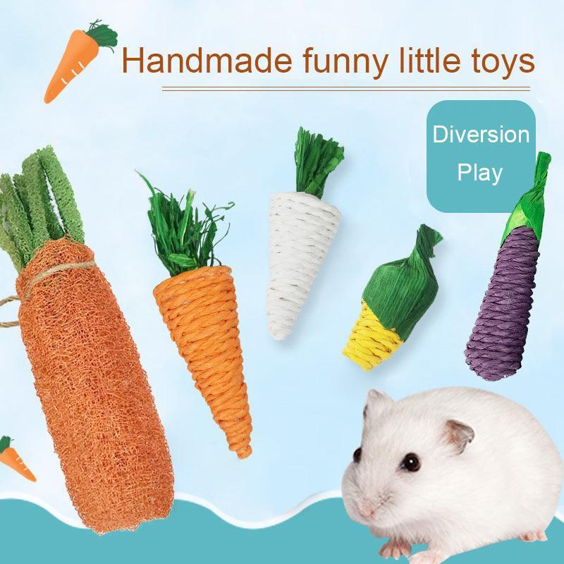 Natural Woven Loofah Carrot Toy - Eco - Friendly Chew Toy for Hamsters & Small Pets - Pets Perfect