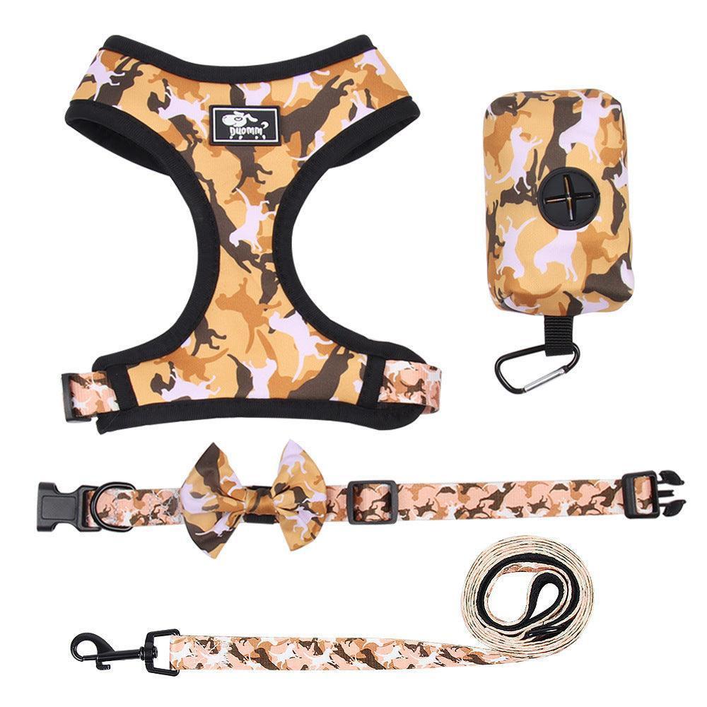 Camouflage Dog Chest Harness Set With Printed Polyester Strap - Pets Perfect