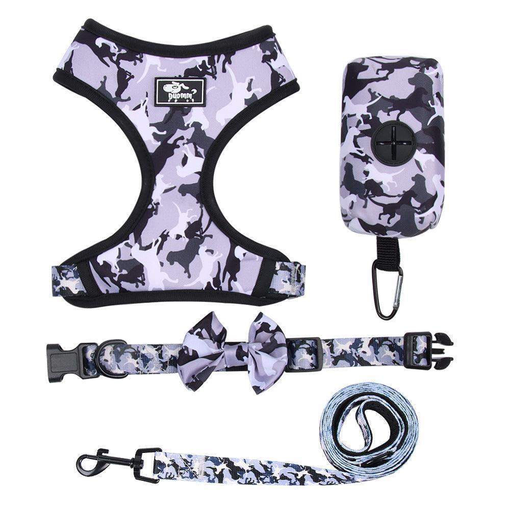 Camouflage Dog Chest Harness Set With Printed Polyester Strap - Pets Perfect