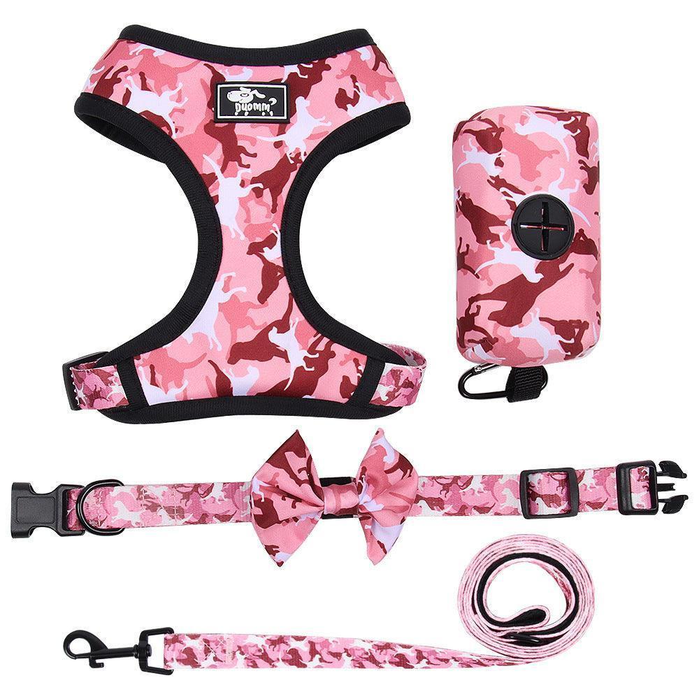 Camouflage Dog Chest Harness Set With Printed Polyester Strap - Pets Perfect