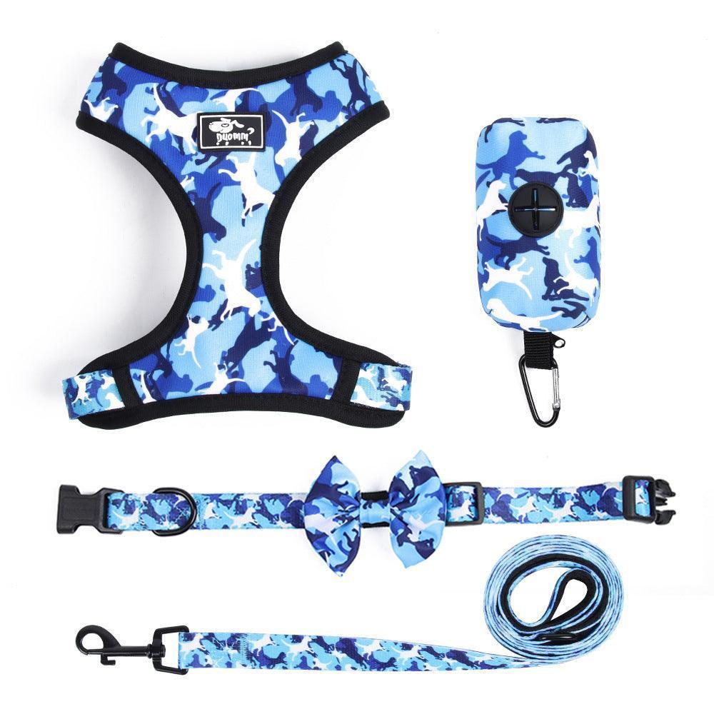 Camouflage Dog Chest Harness Set With Printed Polyester Strap - Pets Perfect