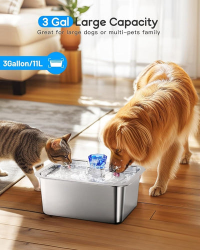 3 gal Extra Large Stainless Steel Dog Water Fountain
