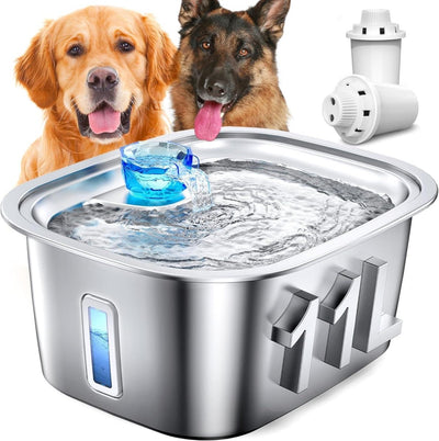 LESOTC 3-Gallon Stainless Steel Dog Water Fountain with Visible Water