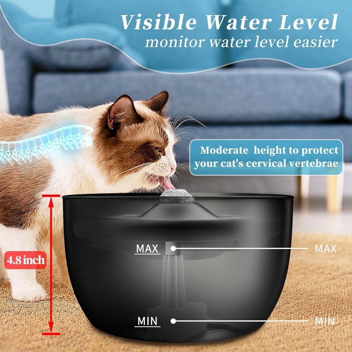 102oz/3L Cat Water Fountain Stainless Steel Tray Automatic Water Bowl Dispenser for Pets - Pets Perfect