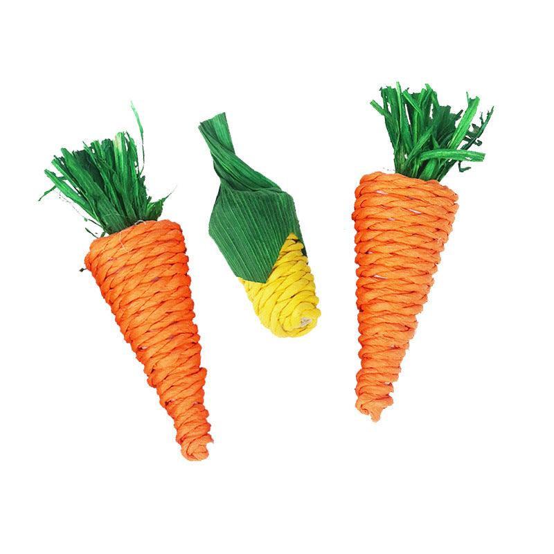 Natural Woven Loofah Carrot Toy - Eco - Friendly Chew Toy for Hamsters & Small Pets - Pets Perfect