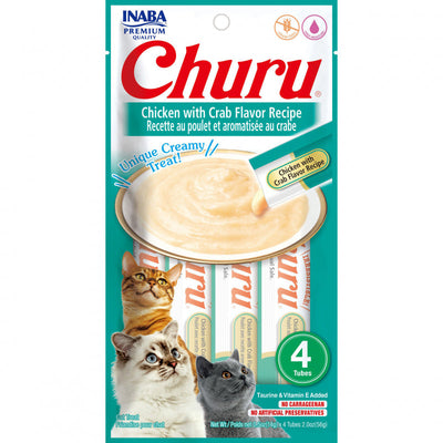 Inaba Churu Puree Cat Treats Chicken/Crab, 0.5 oz each, Case of 24