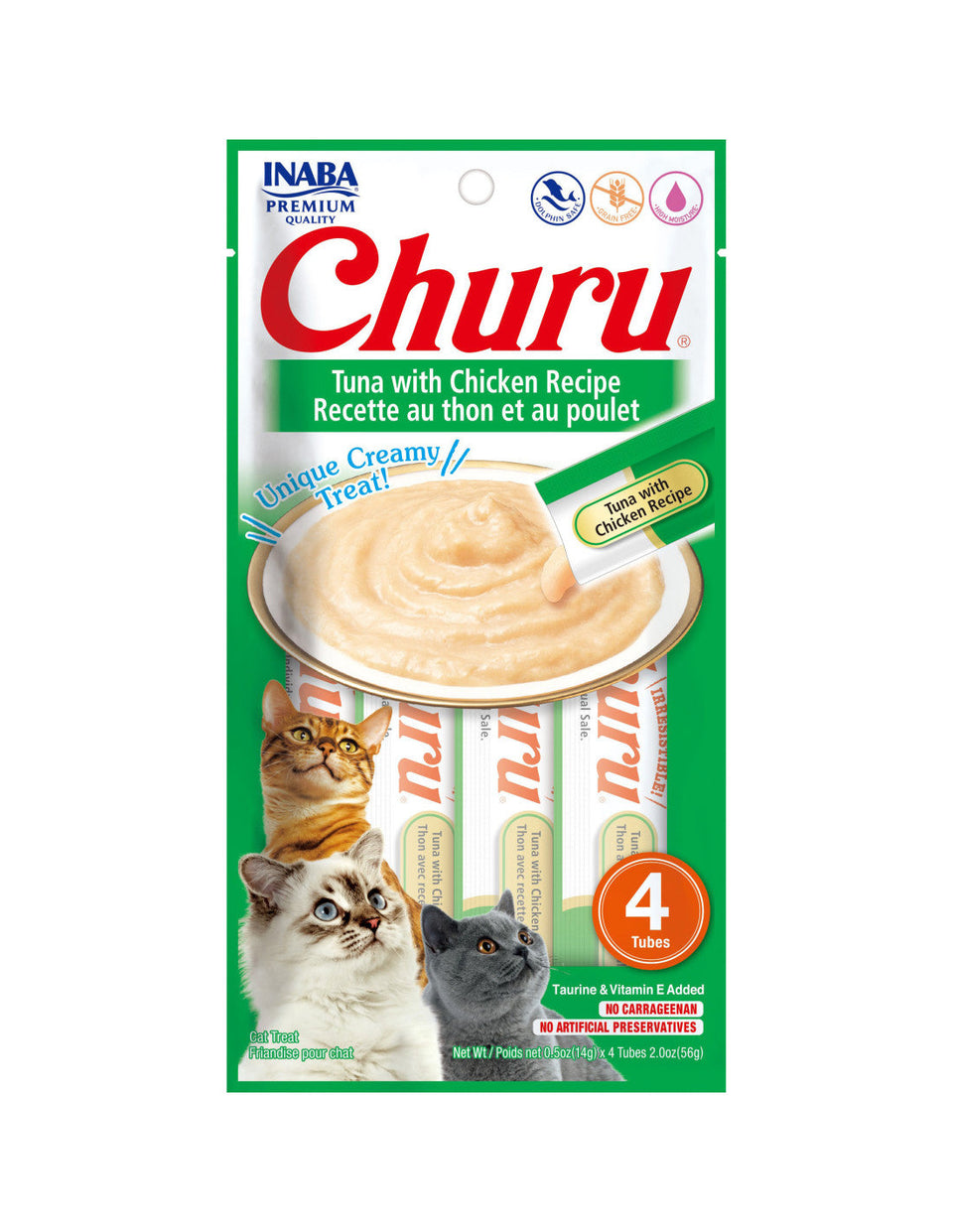 Inaba Churu Puree Cat Treats Tuna/Chicken .5 oz. 4 ct 6 ct