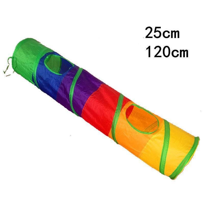 Dog Hugs Cat Colorful Cat Tunnel - 120cm Collapsible Play Tube for Cats - Pets Perfect
