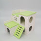 Colorful Double-Storey Hamster Sleeping Nest: A Stylish Wooden Villa Toy For Small Pets.