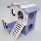 Colorful Double-Storey Hamster Sleeping Nest: A Stylish Wooden Villa Toy For Small Pets.