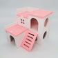 Colorful Double-Storey Hamster Sleeping Nest: A Stylish Wooden Villa Toy For Small Pets.