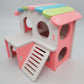 Colorful Double-Storey Hamster Sleeping Nest: A Stylish Wooden Villa Toy For Small Pets.