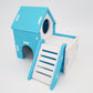 Colorful Double-Storey Hamster Sleeping Nest: A Stylish Wooden Villa Toy For Small Pets.