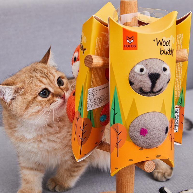 Colorful Interactive Felt Stretch Ball Cat Toy With Bell Sound - Engaging Pet Toy For Playful Cats - Pets Perfect